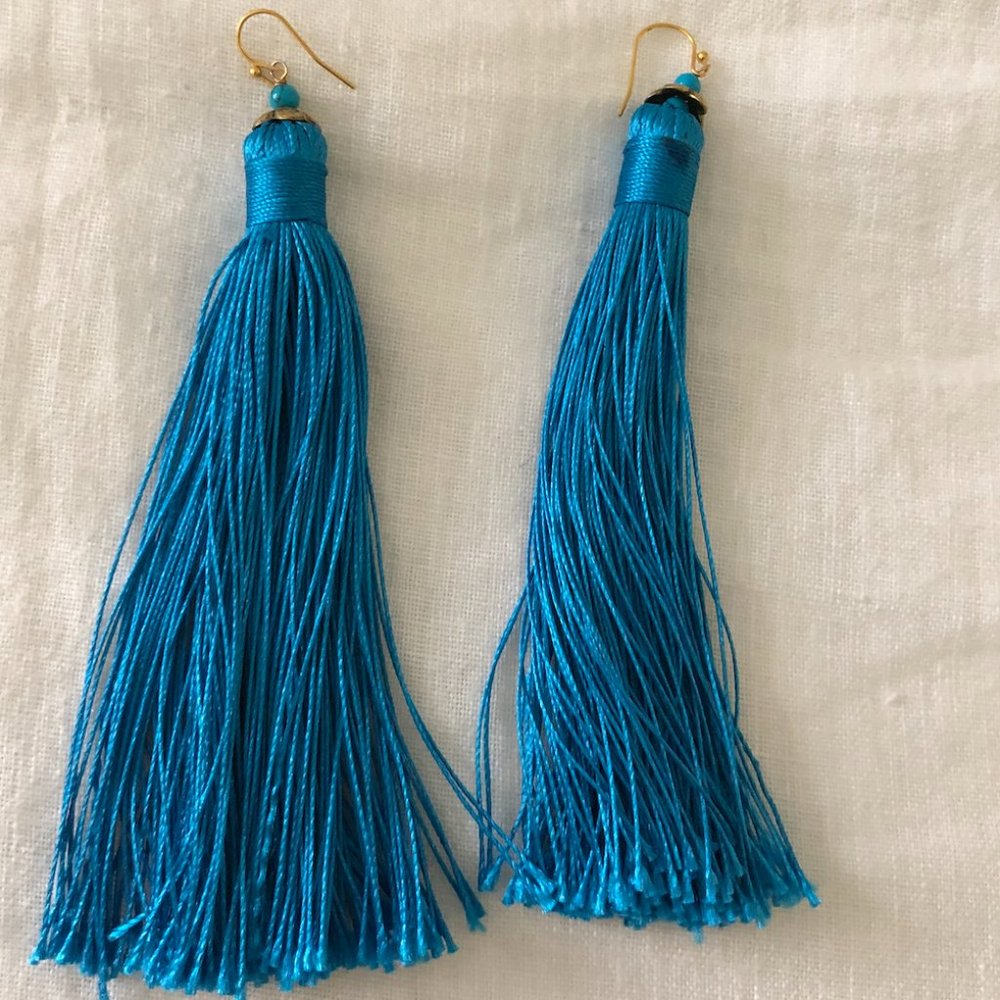 Blue Tassel Earrings